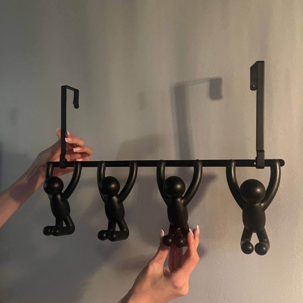 Black Hanging Figure Wall Hook Rack - Modern Home Wall Decor